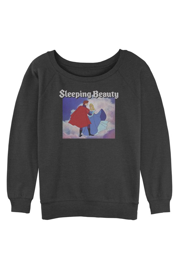 Junior's Sleeping Beauty Aurora and Prince Phillip Dance Scene Sweatshirt Charcoal Heather Small
