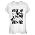 thumbnail image 1 of Junior's Sleeping Beauty Wake Me for Weekend  Graphic Tee White Large, 1 of 2