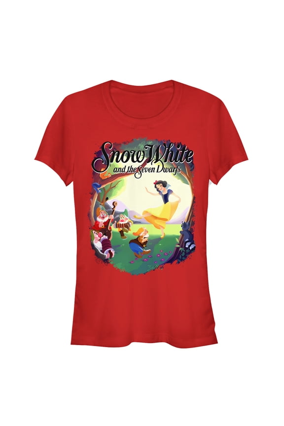 Junior's Snow White and the Seven Dwarfs Dance Scene  Graphic Tee Red Small