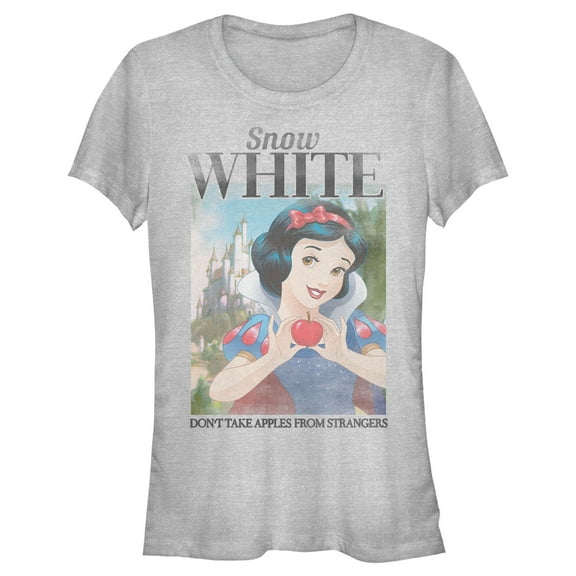 Junior's Snow White and the Seven Dwarfs Don't Take Apples From Strangers Poster  Graphic Tee Athletic Heather X Large