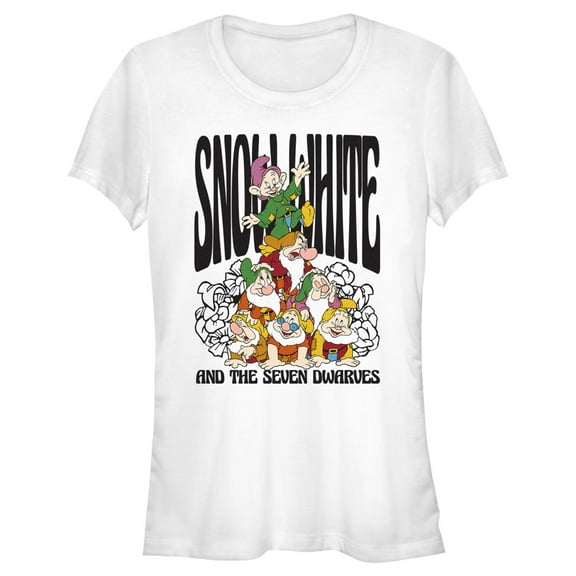 Junior's Snow White and the Seven Dwarfs Dwarf Group Logo  Graphic Tee White Medium