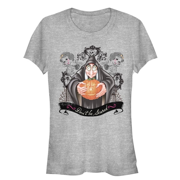 Junior's Snow White and the Seven Dwarfs Evil Queen Pumpkin Graphic Tee Athletic Heather 2X Large