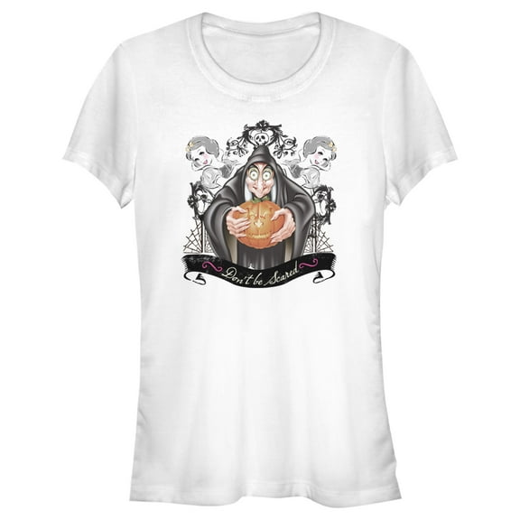 Junior's Snow White and the Seven Dwarfs Evil Queen Pumpkin Graphic Tee White Small
