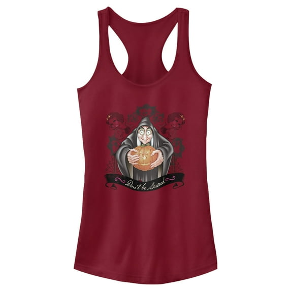 Junior's Snow White and the Seven Dwarfs Evil Queen Pumpkin Racerback Tank Top Scarlet X Large