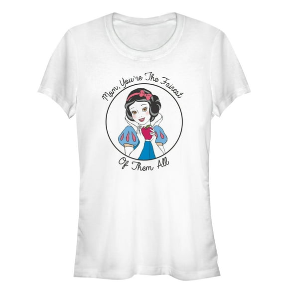 Junior's Snow White and the Seven Dwarfs Fairest Mom  Graphic Tee White Medium