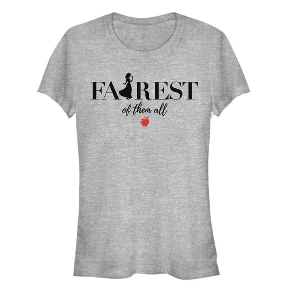 Junior's Snow White and the Seven Dwarfs Fairest Silhouette Graphic Tee Athletic Heather 2X Large