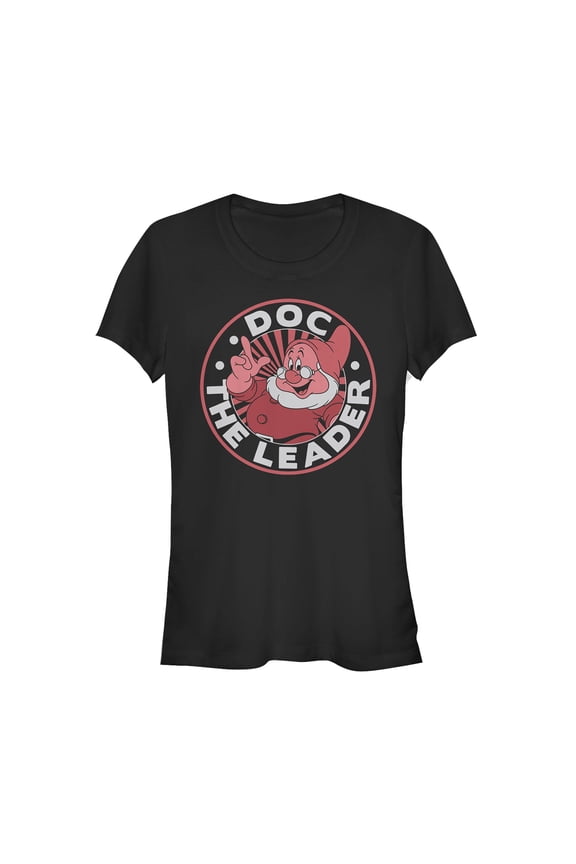 Junior's Snow White and the Seven Dwarfs Leader Doc Graphic Tee Black X Large