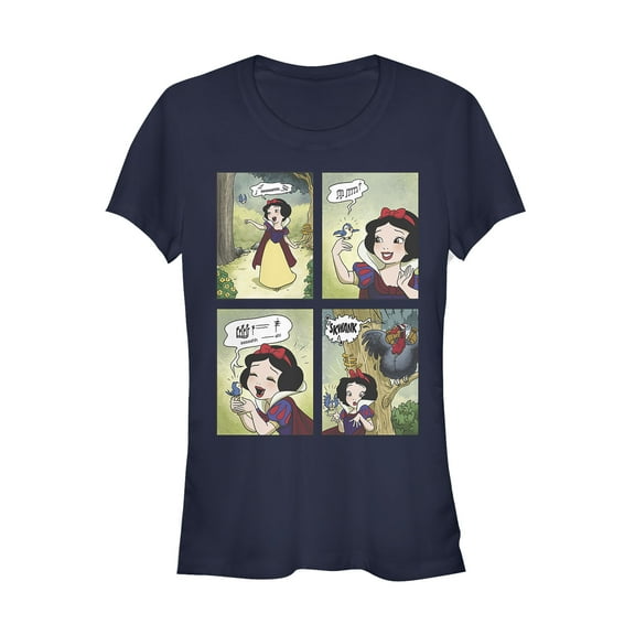 Junior's Snow White and the Seven Dwarfs Serenade  Graphic Tee Navy Blue X Large