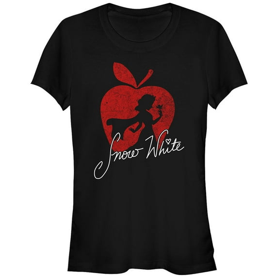 Junior's Snow White and the Seven Dwarfs Silhouette Graphic Tee Black Medium