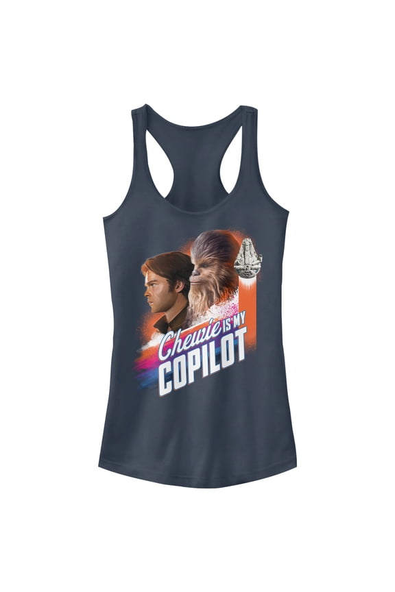 Junior's Solo: A Star Wars Story Chewie is My Copilot Racerback Tank Top Indigo Small