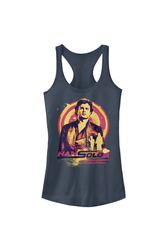 Junior's Solo: A Star Wars Story Han Sunset  Racerback Tank Top Indigo Small