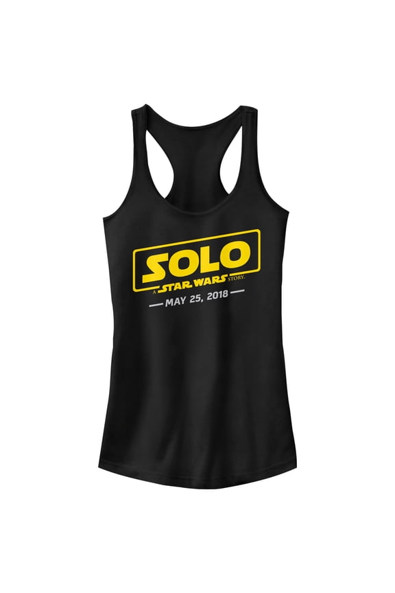 Junior's Solo: A Star Wars Story Logo Scrawl Racerback Tank Top Black Small