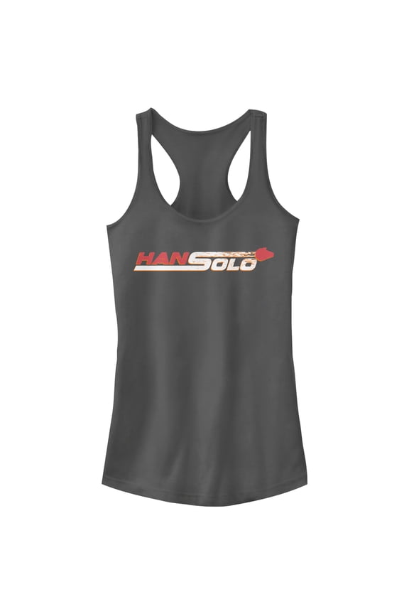 Junior's Solo: A Star Wars Story Millennium Falcon Streak Racerback Tank Top Charcoal Small