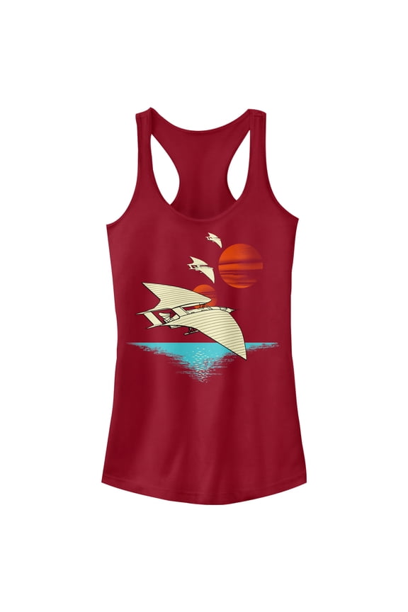 Junior's Solo: A Star Wars Story Spacecraft Scene Racerback Tank Top Scarlet 2X Large