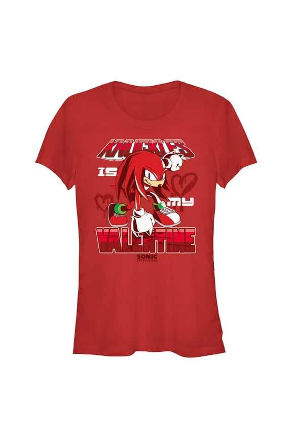 Junior's Sonic the Hedgehog Knuckles Is My Valentine Graphic T-Shirt
