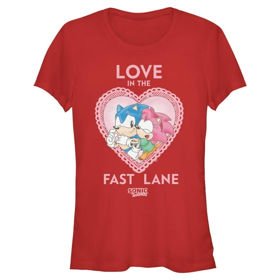 Junior's Sonic the Hedgehog Love In The Fast Lane Graphic T-Shirt