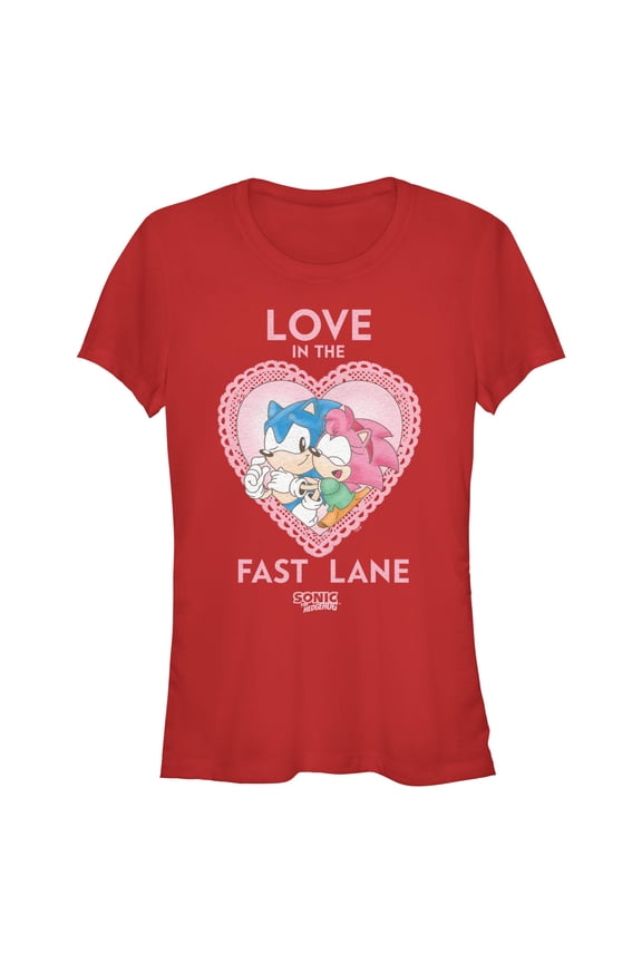 Junior's Sonic the Hedgehog Love In The Fast Lane Graphic T-Shirt