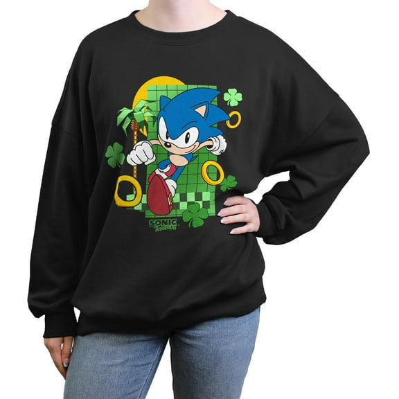 Junior's Sonic the Hedgehog Running Clover Rings Sweatshirt