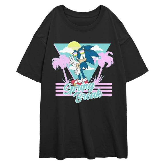 Junior's Sonic the Hedgehog Spring Break Retro Palms  Graphic T-Shirt