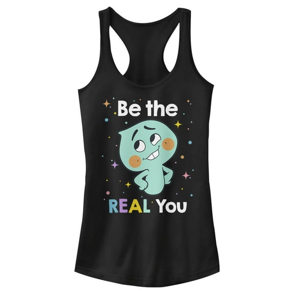 Junior's Soul Be the Real You  Racerback Tank Top Black Medium