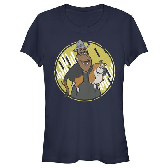 Junior's Soul Joe and Mittens Portrait  Graphic Tee Navy Blue Medium