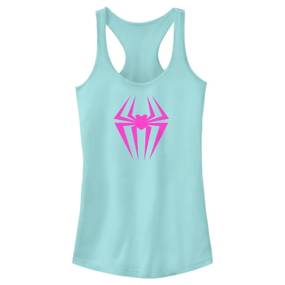 Junior's Spider-Man: Across the Spider-Verse Spider-Gwen Logo  Racerback Tank Top Cancun X Small