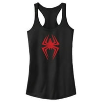 Junior's Spider-Man: Across the Spider-Verse Spray Paint Spider Logo Racerback Tank Top Black X Large
