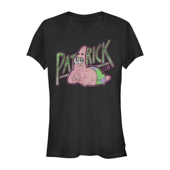 Junior's SpongeBob SquarePants Adorable Patrick Star Graphic Tee Black Large