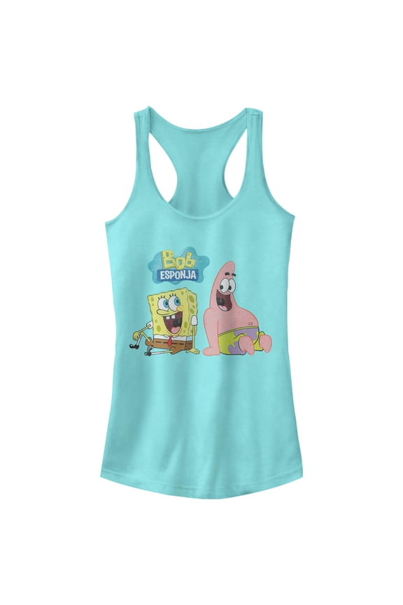 Junior's SpongeBob SquarePants Best Friends Racerback Tank Top Cancun Small