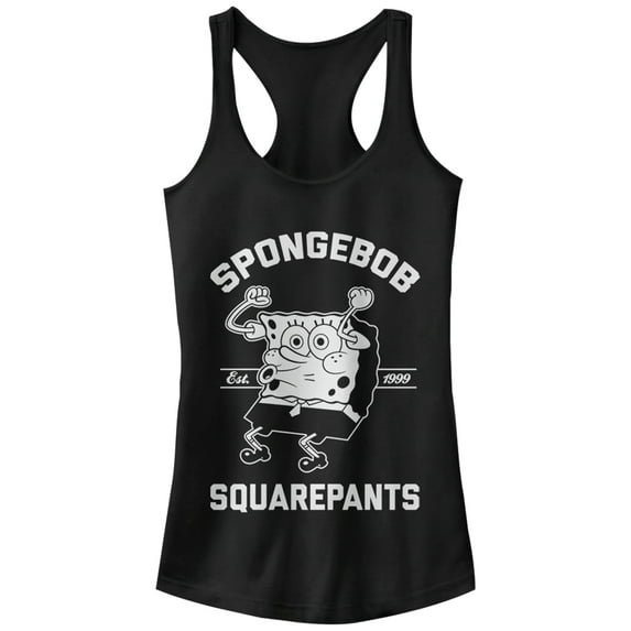 Junior's SpongeBob SquarePants Cheer Est. 1999 Racerback Tank Top Black Large