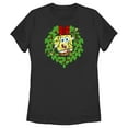 thumbnail image 1 of Junior's SpongeBob SquarePants Christmas Wreath Sweatshirt Black Small, 1 of 4