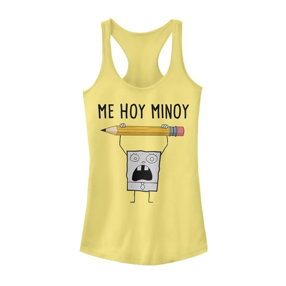 Junior's SpongeBob SquarePants DoodleBob Me Hoy Minoy  Racerback Tank Top Banana 2X Large