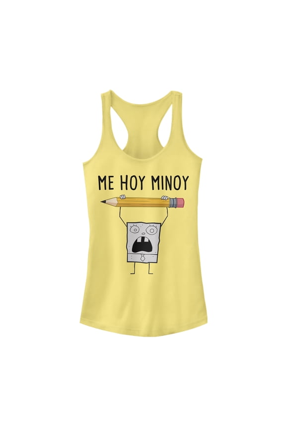 Junior's SpongeBob SquarePants DoodleBob Me Hoy Minoy  Racerback Tank Top Banana Large