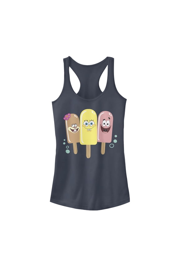 Junior's SpongeBob SquarePants Popsicles Racerback Tank Top Indigo Medium