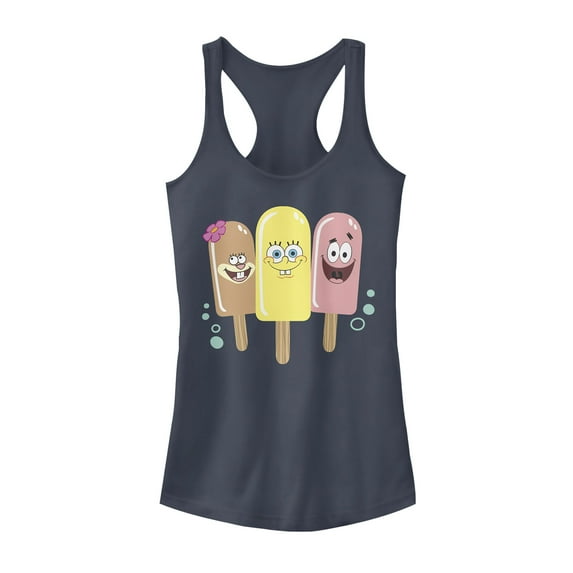 Junior's SpongeBob SquarePants Popsicles Racerback Tank Top Indigo Small