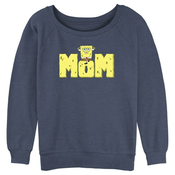 Junior's SpongeBob SquarePants Sponge Mom  Sweatshirt Blue Heather Large