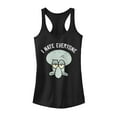 thumbnail image 1 of Junior's SpongeBob SquarePants Squidward Hates Everyone  Racerback Tank Top Black Large, 1 of 4