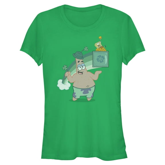Junior's SpongeBob SquarePants St. Patrick's Day Rainbow Duo  Graphic T-Shirt