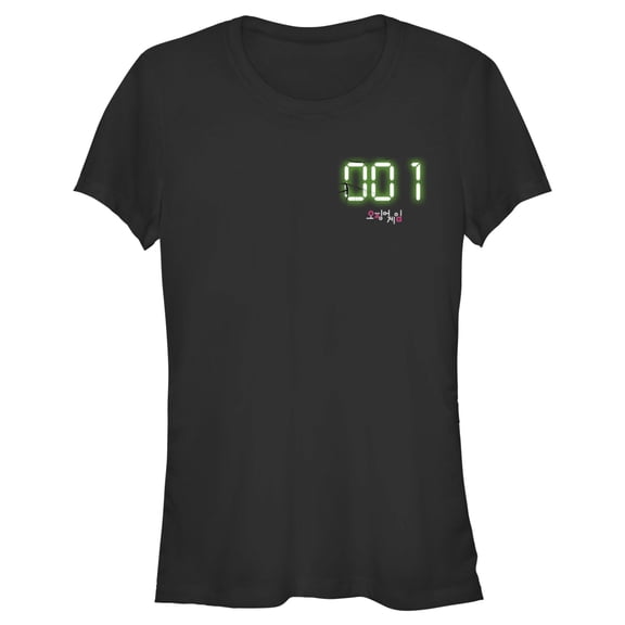 Junior's Squid Game 001 Digital Graphic Tee Black Medium