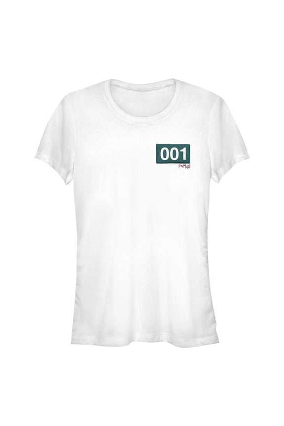 Junior's Squid Game 001 Patch Graphic Tee White X Large