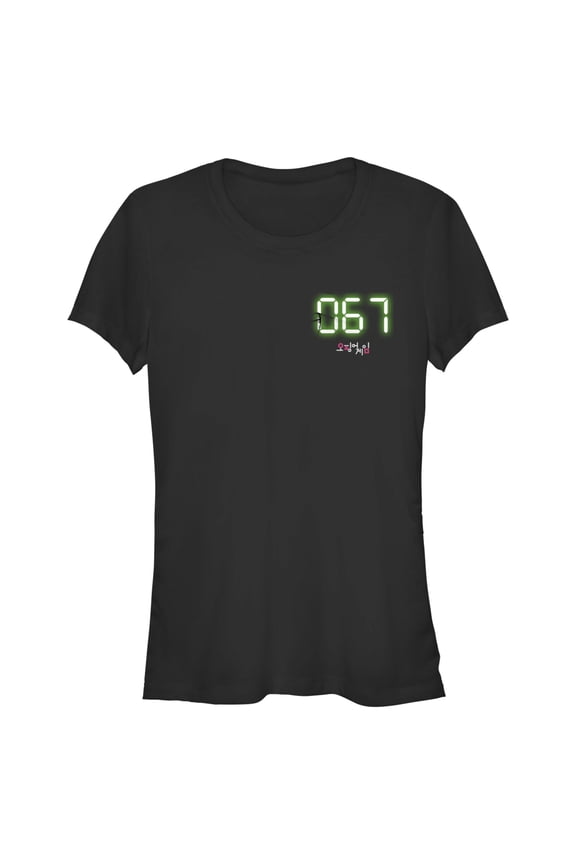 Junior's Squid Game 067 Digital Graphic Tee Black Small