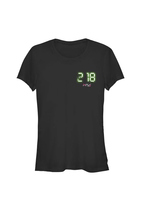 Junior's Squid Game 218 Digital Graphic Tee Black Small