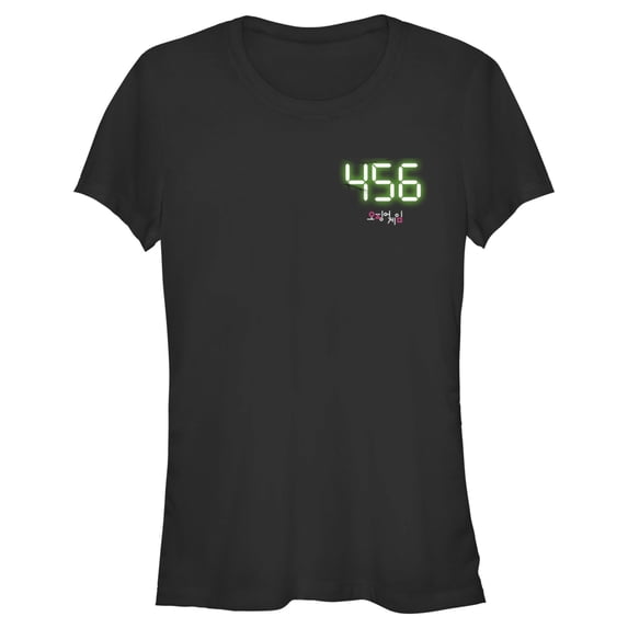 Junior's Squid Game 456 Digital Graphic Tee Black X Large