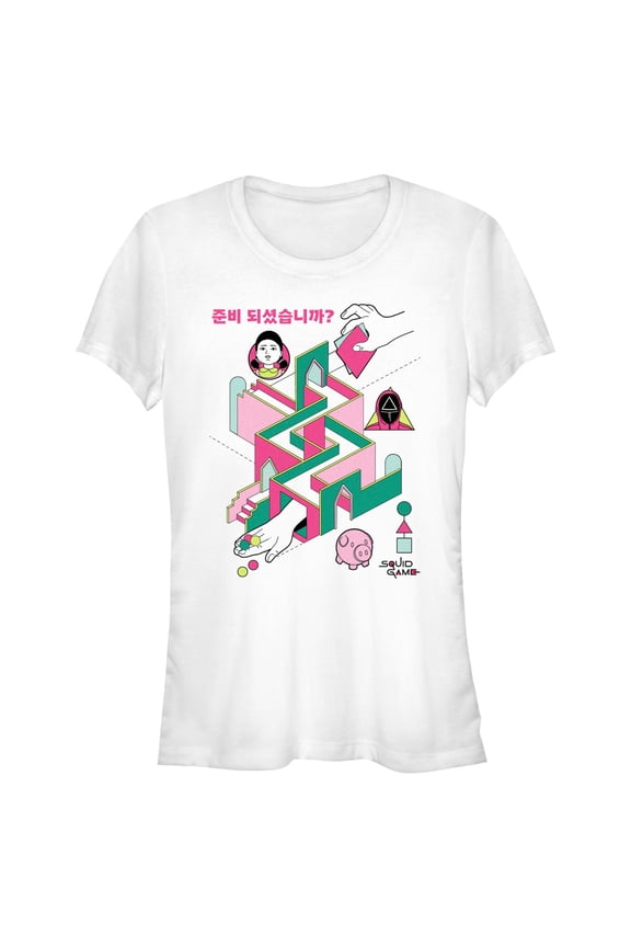 Junior's Squid Game Are You Ready Labyrinth Graphic T-Shirt