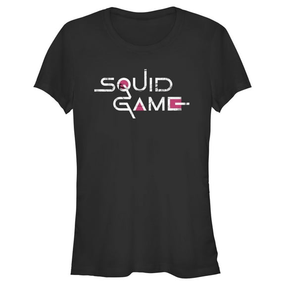 Junior's Squid Game Distressed Logo Black Graphic Tee Black Medium