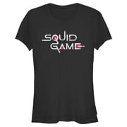 Juniors Squid Game Distressed Logo Black Graphic Tee Black Medium
