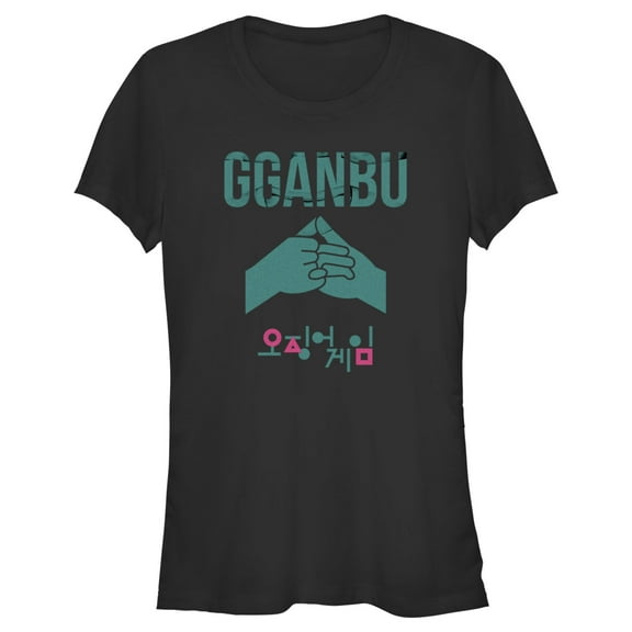 Junior's Squid Game Gganbu Hands Graphic Tee Black Large