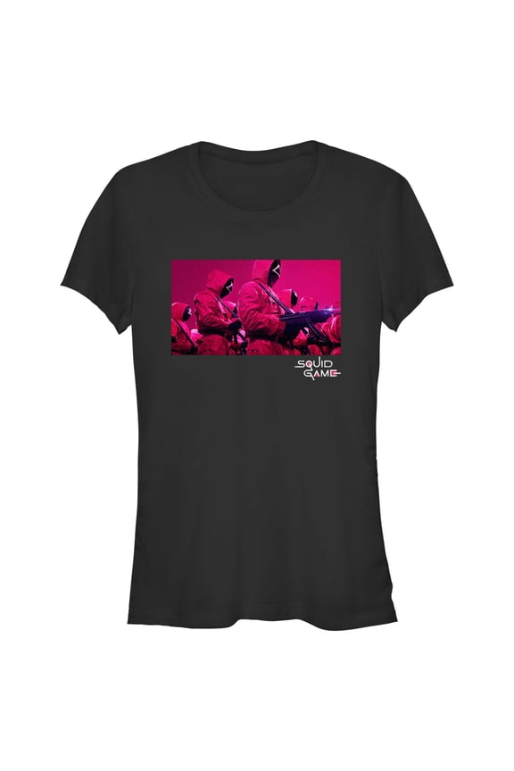 Junior's Squid Game Locked and Loaded Graphic Tee Black Medium