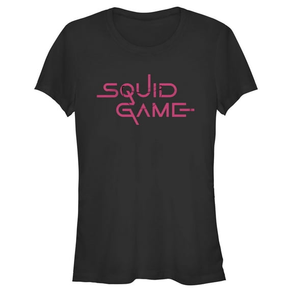 Junior's Squid Game Logo Pink Graphic Tee Black Large
