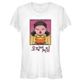 thumbnail image 1 of Junior's Squid Game Neon Doll Graphic Tee White Large, 1 of 3